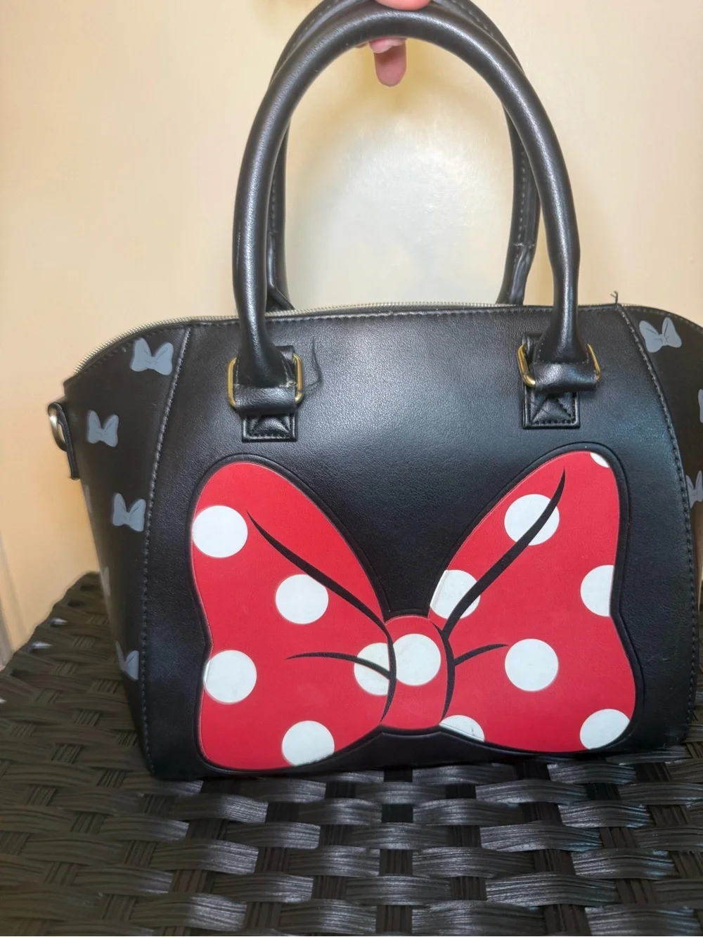 Loungefly Black Satchel with Red Polka Dot Bow